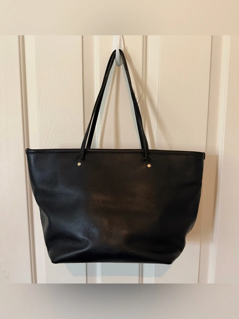 Coach Black Pebbled Leather Shoulder Tote- straps frayed - note pics